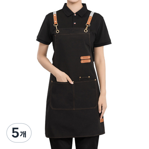 다퍼남 방수 캔버스 바리스타 앞치마, 블랙, 1개