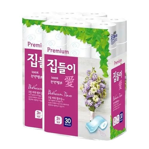 자연쓰임 프리미엄 대나무 천연펄프 화장지 3겹 30m 30롤 2팩 총 60롤(30롤x2팩)