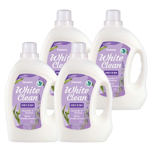 컨센서스 화이트클린 섬유유연제 라벤더&뱀부 3L 실내건조, 3L, 4개