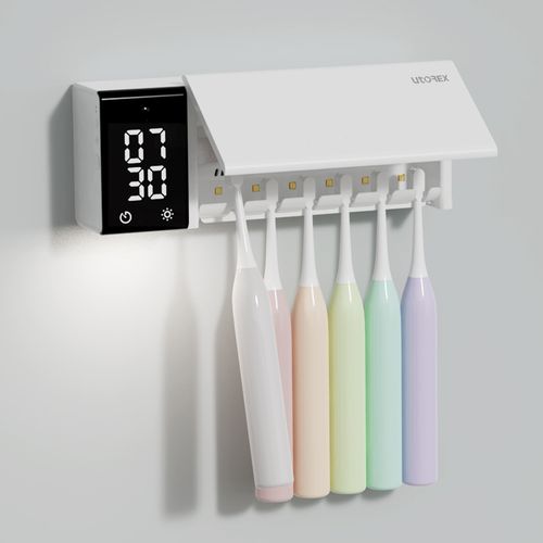 유토렉스 가정용 칫솔 살균기 건조기 소독 무선 히팅 UV 시계 기능 USB 충전식 네오큐브