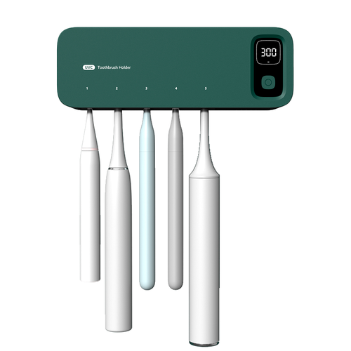 SERENDI UVC 칫솔살균기 벽걸이 무타공 팬건조 5구 USB-C, 딥 그린