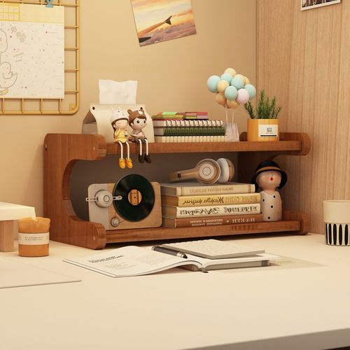 CUBBYCASE 데스크탑 수납 선반 다층 정리대 책꽂이 컵홀더 주방 및 가정용 대나무 다용도 수납함