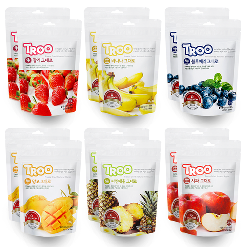 TROO 동결건조 과일칩 6종 딸기+블루베리+사과+바나나+파인애플+망고, 124g, 2세트