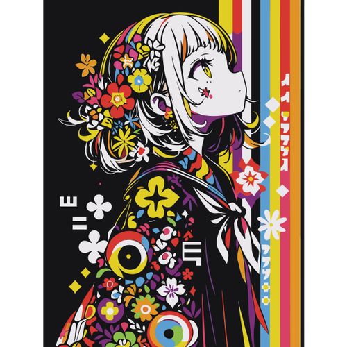 코지하루 DIY 그림그리기 캔버스 취미미술 컬러 일러스트 레트로, 1개, 팝아트 소녀B 30x40 (B914)