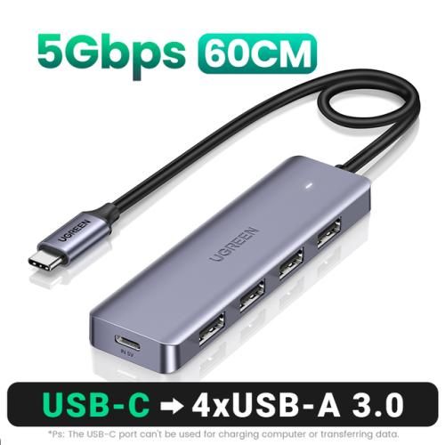 UGREEN USB C 허브 분배기 어댑터 맥북 프로 아이패드 프로 삼성 갤럭시 노트 10 S10 용 4 포트 USB C타입-USB 3.0 허브