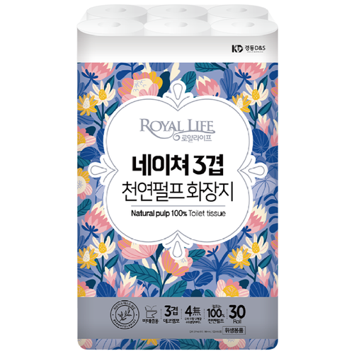 순수 천연펄프 로얄라이프 네이쳐 3겹 엠보 화장지