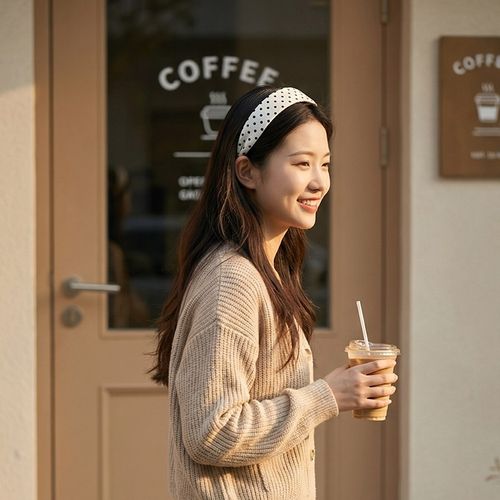 빈티지 도트 와이드 헤어밴드 여성 데일리 출근 데이트 사진촬영 헤어장신구