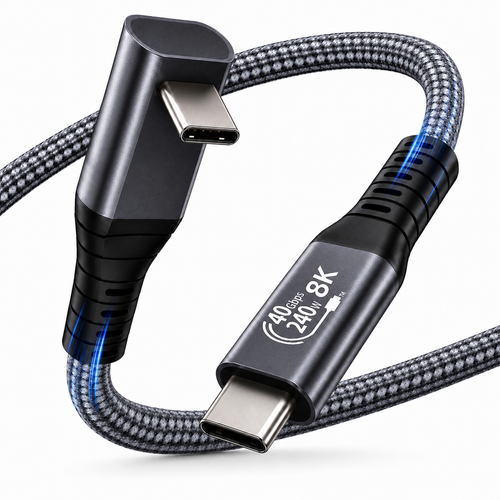 C-WIBOOL C타입-C타입 USB4 8K 썬더볼트4/3 호환 240W 40Gbps 한쪽 ㄱ자 90도고속충전데이터 케이블비디오