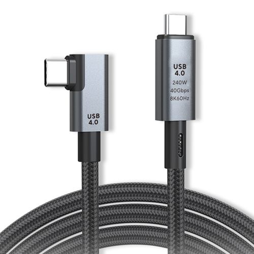 엠비에프 USB 4.0 C타입 M-C타입 M 240W 40Gbps 한쪽 ㄱ자 90도 꺽임 케이블, 1개, 0.5m