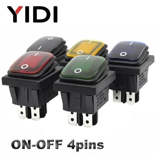 LED 빨간색 방수 로커 조명 헤비 16A 듀티 201 KCD4 220V 30X22 12V 250VAC 4핀 스위치 DPST