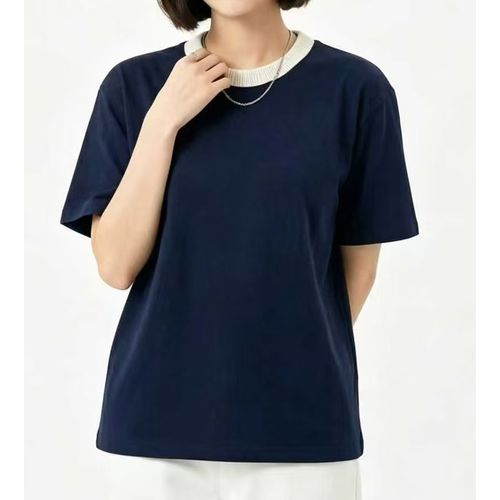 ESSENWOO Y2K 레트로 스포츠 배색 절개 스티치 오버핏 반소매 티셔츠