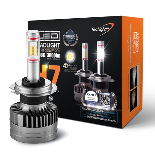 튜닝인증부품 바이오라이트 4면 합법 LED 전조등 헤드라이트 (1 Set), PIN-Type, 2개, H7