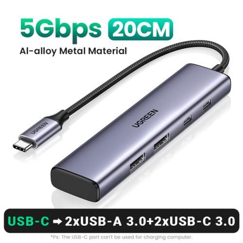 UGREEN USB C 허브 분배기 어댑터 맥북 프로 아이패드 프로 삼성 갤럭시 노트 10 S10 용 4 포트 USB C타입-USB 3.0 허브