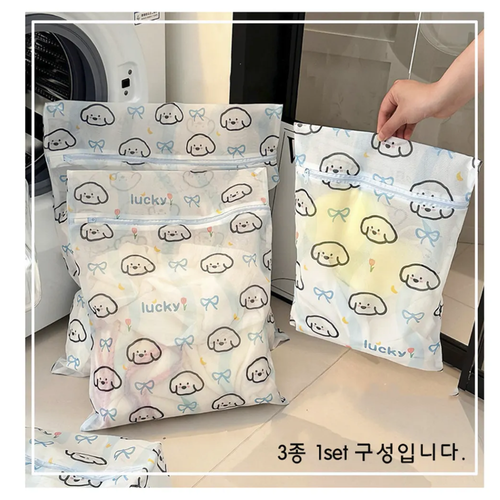 샤론 메쉬 침구 의류 캐릭터 촘촘 세탁망 3종세트