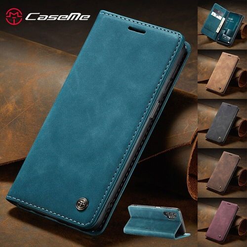 CaseMe 삼성 갤럭시 S25 S24 S23 S22 S21 S20 울트라 S10 S9 S8 플러스 S7 엣지 폰 커버용 고품질 레트로 마그네틱 플립 가죽 케이스