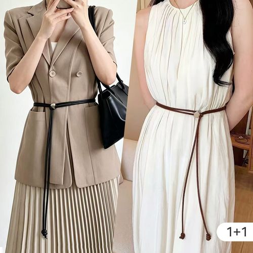 FANSYLI 1+1 원피스벨트 여성용 슬림 매듭 PU 레더 허리 끈 벨트 허리끈 셔츠 정장바지 자켓 청바지 허리띠 2605JLL524