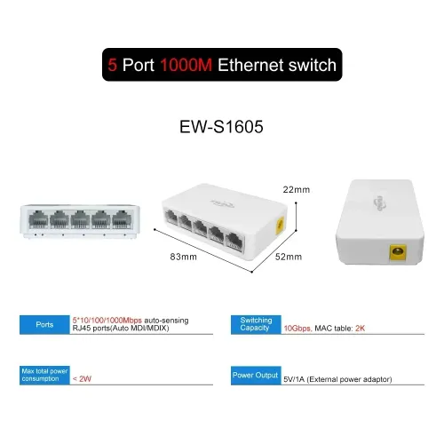 이더넷 스위치 10/100/1000Mbps 5/8 포트 데스크탑 기가비트 네트워크 스위치 어댑터 RJ45 이더넷 스위치