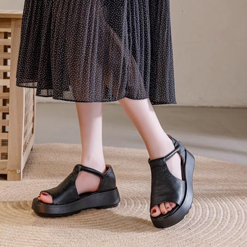 부드러운 가죽으로 제작된 로마 샌들 통급여성 샌들 편하고 이쁜 여성 샌달 5cm 통굽여성샌들