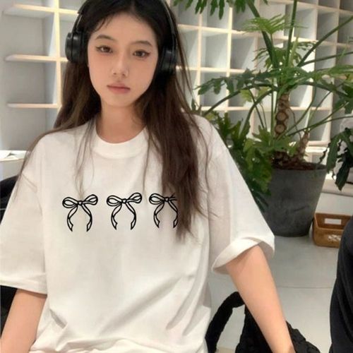 여성 발레코어룩 리본티 여름 기본 무지티 빅사이즈