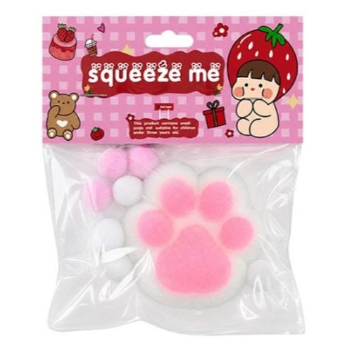 이지유 고양이 발바닥 말랑이 냥젤리 스퀴시 꾹꾹이 타바 스트레스볼 장난감, 1개, 핑크
