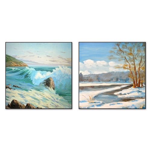 감성 바다풍경화 유화 5점 특대형 90x90cm 바다 액자 갤러리 무드