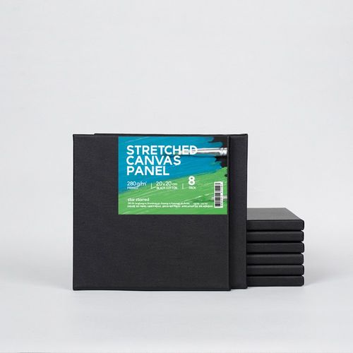 starstarred 캔버스 블랙 Cotton 정사각형 (Gesso Primed) 밸류팩, 8개