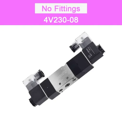 4V230-08 3위치 5포트 이중 솔레노이드 차단 방향 제어 밸브 공압식 24V DC/220V AC