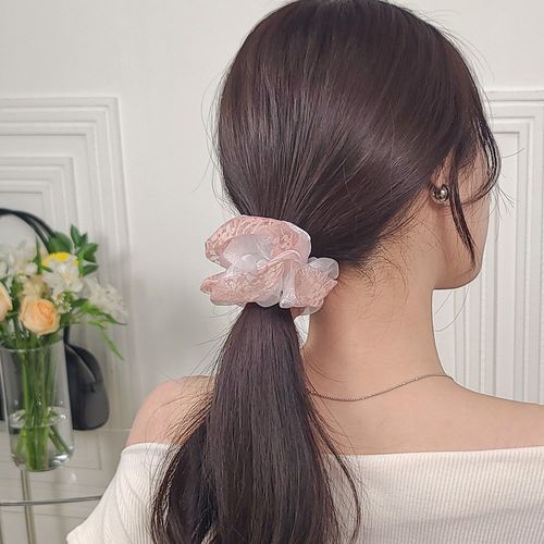 초콜리트쥬얼리 릴리아 6컬러 오간자 라인 레이스 레이어드 곱창끈 데일리 헤어슈슈
