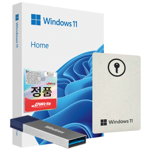 한국 마이크로소프트 정품 윈도우11 Home FPP 처음사용자용 영구제품키 설치USB Windows11, 사은품 증정 종료