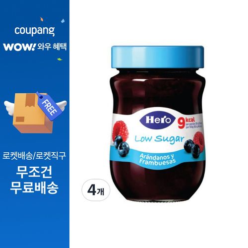 헤로 저당 블루베리&라즈베리잼, 4개, 280g