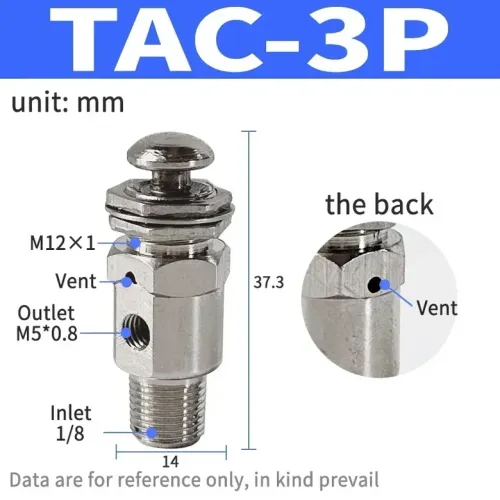 공압식 기계 밸브 2 위치 5 방향 토글 버튼 TAC2-41V 31V 41P TV-3S
