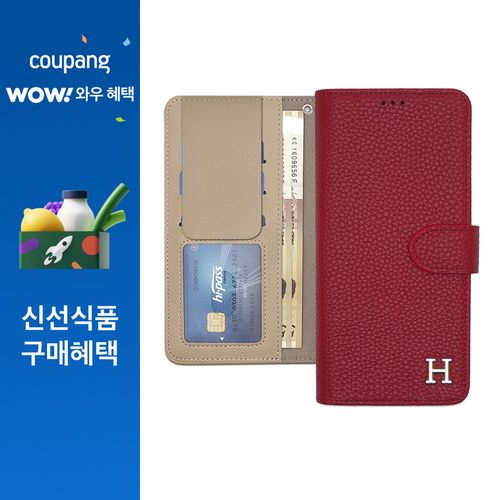아리움 헤리스 카드 지갑 다이어리 케이스, 레드, 갤럭시 S24(SM-S921)