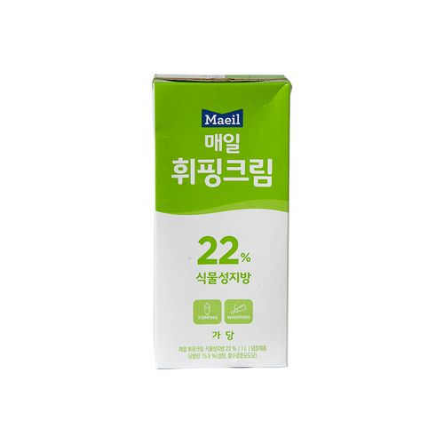 매일 휘핑크림 식물성지방 22% 1L(커피 음료용,가당) 아이스박스무료포장