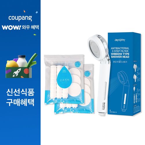 아토젯 윈도우 필터샤워기 + 헤드필터 6p + 바디필터 6p 세트, 1세트, 화이트(샤워기)
