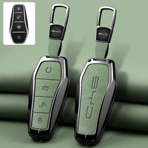 BYD 송 프로 당 Dm QIn PLUS MAX 위안 아토 3 한 EV 돌핀 자동차 키 보호용 아연 합금 가죽 케이스 커버 홀