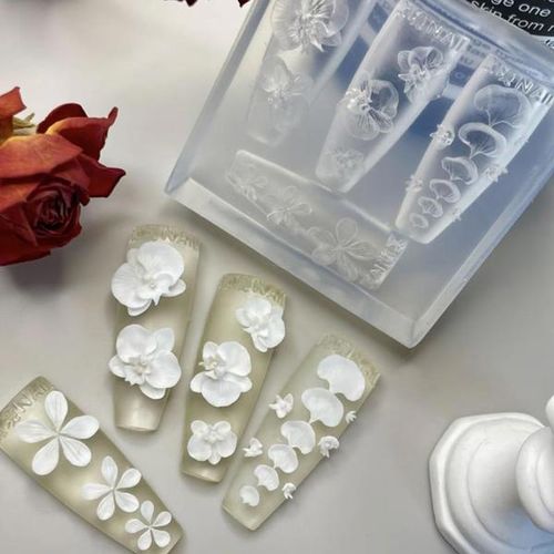 3D 투명 실리콘 손톱 몰드 DIY 네일 아트 장식 호접란 꽃 매니큐어 템플릿 손톱 장식품 공예용