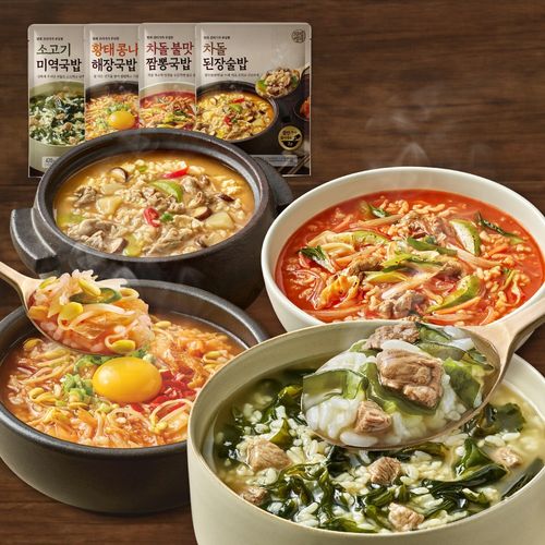 자연별곡 뜨끈 국밥 4종 총8인분 (콩나물해장+소고기미역+된장술밥+불맛짬뽕), 420g