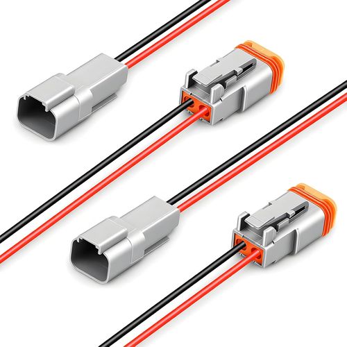 12AWG 케이블 와이어가 있는 2핀 방수 커넥터 2쌍 DT 자동차 전기 플러그 키트 카 보트 LED 작업용 경봉 트럭용 남성용 배선 하네스