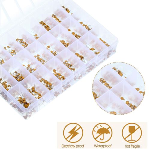 840개 세라믹 콘덴서 종합 세트 10pF~100nF 리드형 적층 세라믹 커패시터 전자회로 DIY 납땜 실습용 전자부품 키트, 1세트