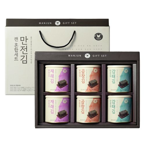 만전김 캔 김 재래 + 감태 + 곱창 혼합 세트, 1세트
