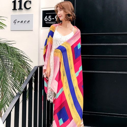 보헤미안 에스닉 면마 래쉬가드 비치 스카프 빅 숄 망토 담요 SH770