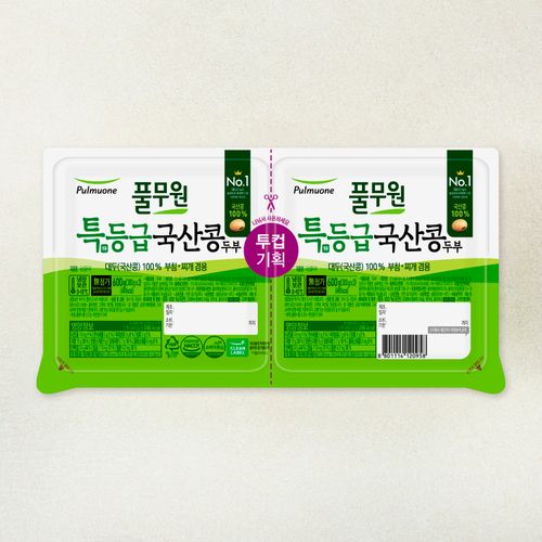 풀무원 특등급 국산콩 두부 부침찌개 겸용, 300g, 2개입
