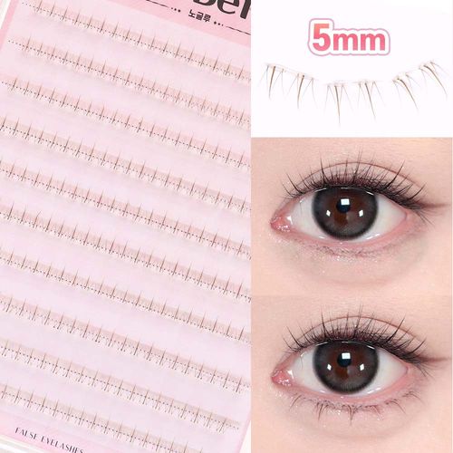 WooBerry 노글루 언더속눈썹 5mm 블랙 or 브라운 내추럴 가닥 언더래쉬 셀프연장 풀 필요없는 아랫눈썹 대용량 120모