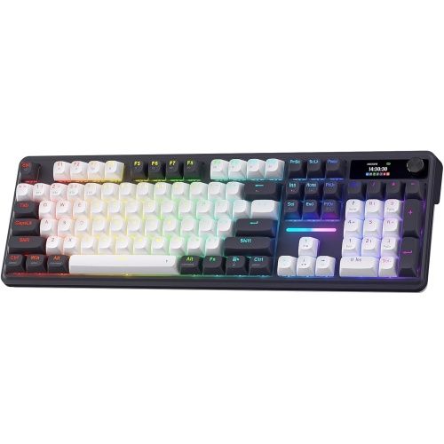 레드라곤 K745 유선 개스킷 RGB 게이밍 키보드 108 키 기계식 키보드핫키 4개 추가 포함 업그레이드된 핫 스왑 소켓 5레이어 노이즈 감쇠 크리미 및 토키 커스텀 리니어