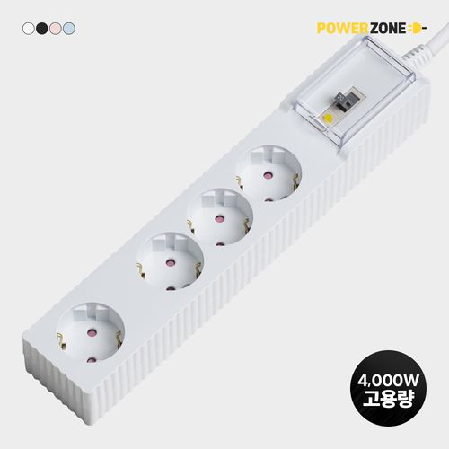 파워존 4000W 국산 고용량 웨이브 멀티탭 누전차단 4구 50cm 1.5m 3m 5m 7m, 3m화이트 wlb430WT, 1개
