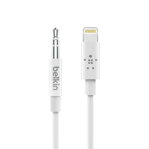 벨킨 3.5mm AUX 오디오 to 라이트닝 8핀 아이폰 케이블 0.9m, AV10172bt03, 화이트