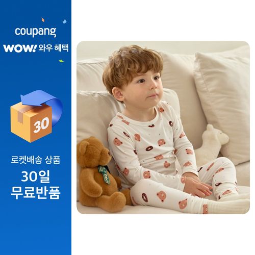 유니프랜드 도넛베어 라이트 에어 피치웜 9부 내의 상하세트, 아이보리, 160