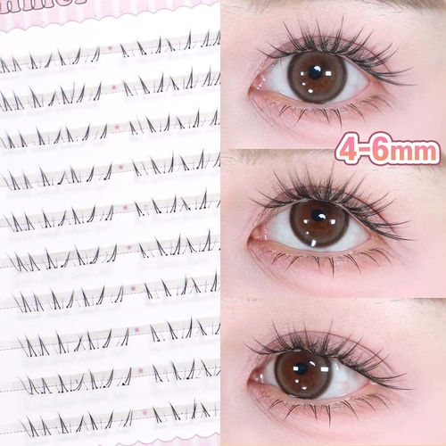 빈메이 노글루 언더속눈썹 4-6mm 자연스로운 포인트형 언더래쉬 풀 필요없음 투명라인 80모
