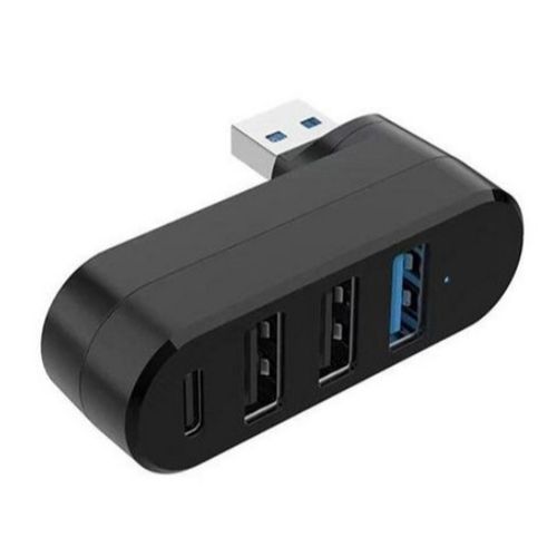 USB3.0 C타입 4포트 허브 180도 회전 멀티 확장 어댑터 노트북 맥북 PC, 1개, 블랙