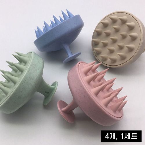 써니센스 밀짚 실리콘 두피 마사지 샴푸 브러쉬 두피 스크래버 헤어 브러쉬 4color